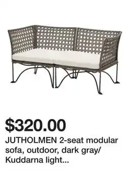 Ikea JUTHOLMEN 2-seat modular sofa, outdoor, dark gray/Kuddarna light grey-beige offer
