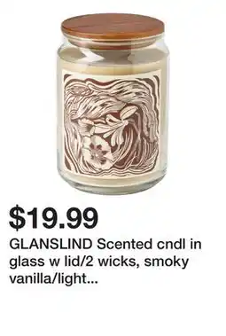 Ikea GLANSLIND Scented cndl in glass w lid/2 wicks, smoky vanilla/light beige offer