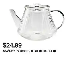 Ikea SKÄLRYTA Teapot, clear glass, 1.1 qt offer