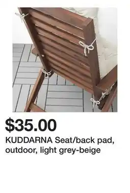 Ikea KUDDARNA Seat/back pad, outdoor, light grey-beige offer