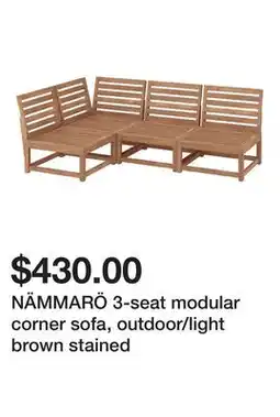 Ikea NÄMMARÖ 3-seat modular corner sofa, outdoor/light brown stained offer