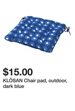 Ikea KLÖSAN Chair pad, outdoor, dark blue offer