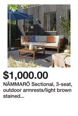 Ikea NÄMMARÖ Sectional, 3-seat, outdoor armrests/light brown stained Frösön/Duvholmen beige offer