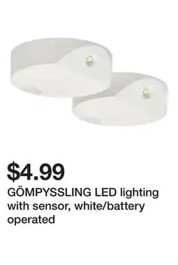 Ikea GÖMPYSSLING LED lighting with sensor, white/battery operated offer