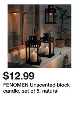 Ikea FENOMEN Unscented block candle, set of 5, natural offer