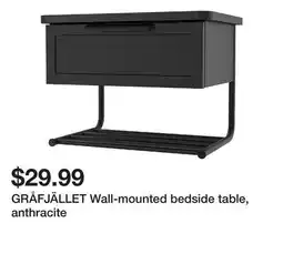 Ikea GRÅFJÄLLET Wall-mounted bedside table, anthracite offer