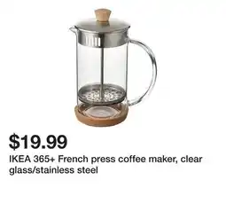 Ikea IKEA 365+ French press coffee maker, clear glass/stainless steel offer