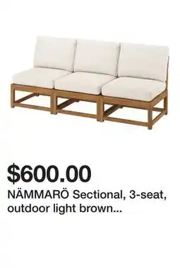Ikea NÄMMARÖ Sectional, 3-seat, outdoor light brown stained/Frösön/Duvholmen beige, 74 3/8 offer