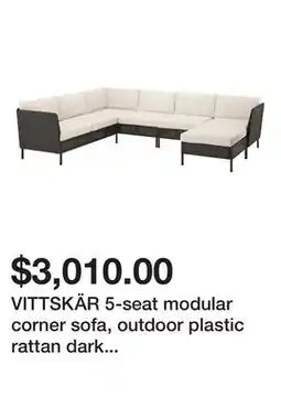 Ikea VITTSKÄR 5-seat modular corner sofa, outdoor plastic rattan dark gray/Frösön/Duvholmen beige offer
