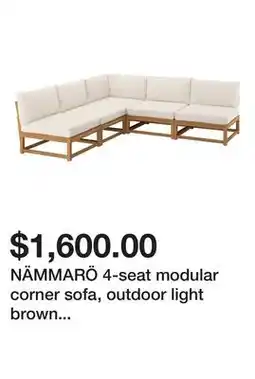 Ikea NÄMMARÖ 4-seat modular corner sofa, outdoor light brown stained/Frösön/Duvholmen beige offer