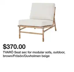 Ikea TVARÖ Seat sec for modular sofa, outdoor, brown/Frösön/Duvholmen beige offer