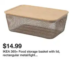 Ikea IKEA 365+ Food storage basket with lid, rectangular metal/light gray-brown bamboo offer