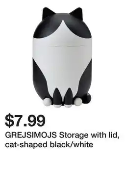 Ikea GREJSIMOJS Storage with lid, cat-shaped black/white offer