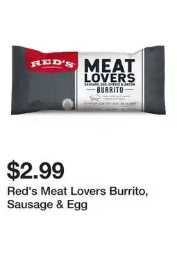 Wegmans Red's Meat Lovers Burrito, Sausage & Egg offer