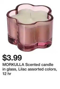 Ikea MORKULLA Scented candle in glass, Lilac assorted colors, 12 hr offer