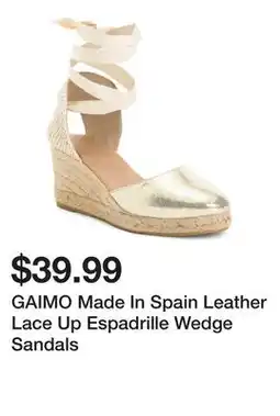 Marshalls GAIMO Made In Spain Leather Lace Up Espadrille Wedge Sandals offer