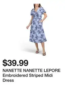 Marshalls NANETTE NANETTE LEPORE Embroidered Striped Midi Dress offer