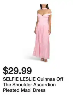 Marshalls SELFIE LESLIE Quinnae Off The Shoulder Accordion Pleated Maxi Dress offer