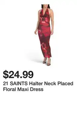 Marshalls 21 SAINTS Halter Neck Placed Floral Maxi Dress offer