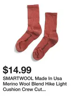 Marshalls SMARTWOOL Made In Usa Merino Wool Blend Hike Light Cushion Crew Cut Socks offer