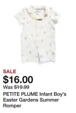 Marshalls PETITE PLUME Infant Boy's Easter Gardens Summer Romper offer