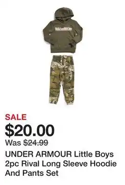 Marshalls UNDER ARMOUR Little Boys 2pc Rival Long Sleeve Hoodie And Pants Set offer