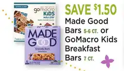 Heinen's Made Good Bars 5-6 CT. or GoMacro Kids Breakfast Bars 7 CT offer