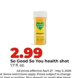 Hy-Vee So Good So You health shot offer