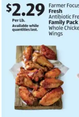 Aldi Farmer Focus Fresh Antibiotic Free Family Pack Whole Chicken Wings offer