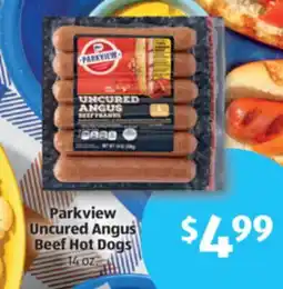 Aldi Parkview Uncured Angus Beef Hot Dogs offer