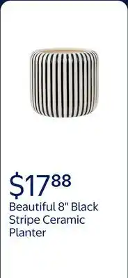Walmart Beautiful 8 Black Stripe Ceramic Planter by Drew Barrymore offer