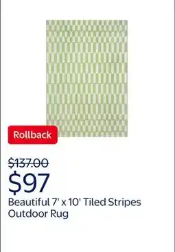 Walmart Beautiful 7' x 10' Tiled Stripes Outdoor Rug by Drew Barrymore offer