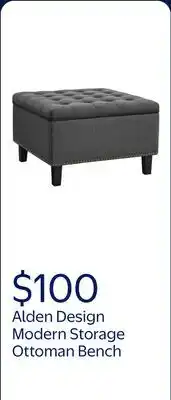 Walmart Alden Design Modern Linen-like Storage Ottoman Bench with Button-Tufted for Entryway, Dark Gray offer