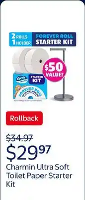 Walmart Charmin Ultra Soft Toilet Paper, Forever Roll Starter Kit, 1 Holder offer