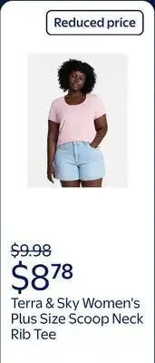 Walmart Terra & Sky Women's Plus Size Scoop Neck Rib Tee with Short Sleeves offer