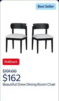 Walmart Beautiful Drew Dining Room Chair by Drew Barrymore, Rich Black Finish offer