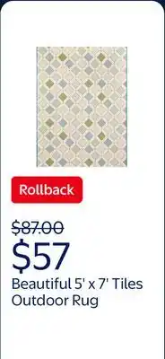Walmart Beautiful 5' x 7' Tiles Outdoor Rug by Drew Barrymore offer