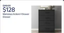 Walmart Mainstays Ardent 4 Drawer Dresser, Black offer