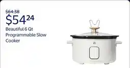 Walmart Beautiful 6 Qt Programmable Slow Cooker, White Icing by Drew Barrymore offer