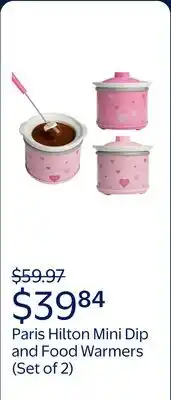Walmart Paris Hilton 0.65 Qt Mini Dip and Food Warmers, Heart Design, Set of 2, Pink offer