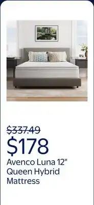 Walmart Avenco Luna 12 Queen Size Medium Hybrid Support Mattress, CertiPUR-US Motion Isolation Mattress offer
