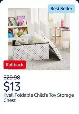 Walmart Kvell Foldable Child's Collapsible Toy Storage Chest, Polka Dot Design, Multi-Color offer