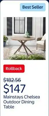 Walmart Mainstays Chelsea Outdoor Dining Table offer