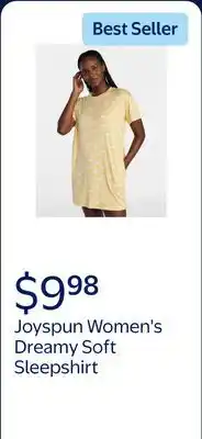 Walmart Joyspun Women's Dreamy Soft Collection Short Sleeve Sleepshirt offer