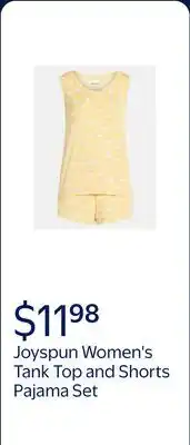 Walmart Joyspun Women's Tank Top and Shorts Pajama Set offer