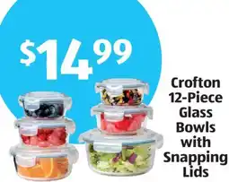 Aldi Crofton 12-Piece Glass Bowls with Snapping Lids offer