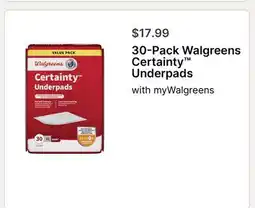 Walgreens 30-Pack Walgreens Certainty Underpads offer