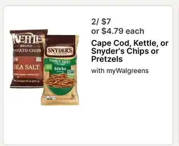Walgreens Cape Cod, Kettle, or Snyder's Chips or Pretzels offer