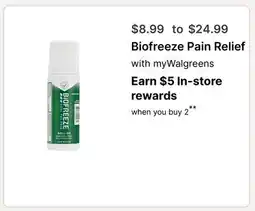 Walgreens Biofreeze Pain Relief offer