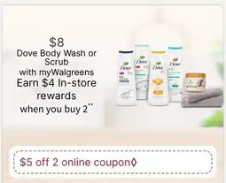 Walgreens Dove Body Wash or Scrub offer
